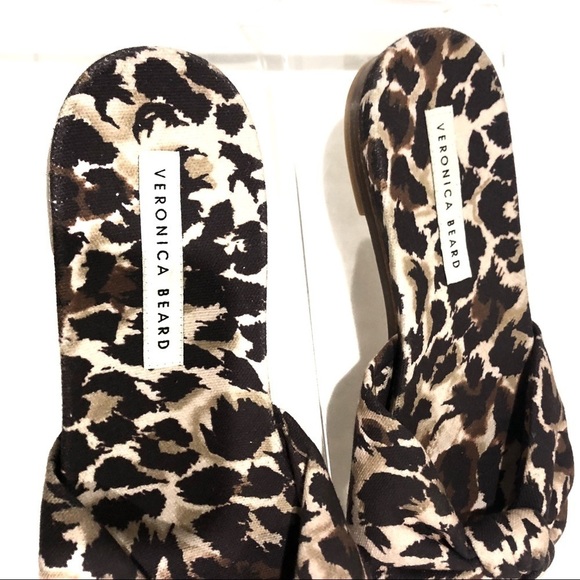 Veronica Beard Sandals Etra Knotted Leopard Flat Mule Sandals Slippers Sz 6.5 - Picture 7 of 11